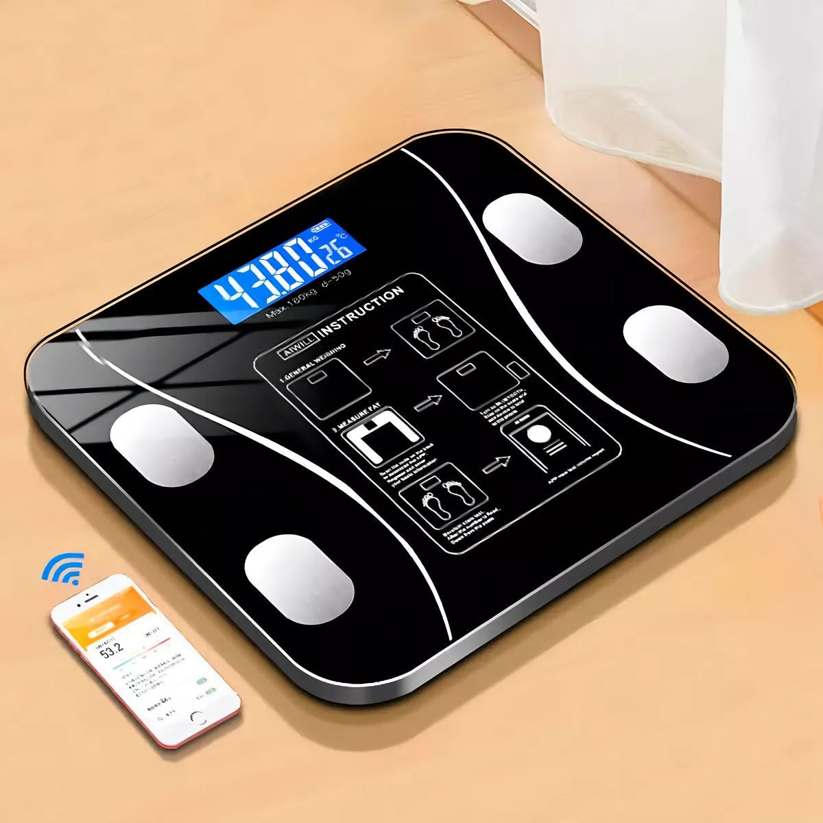 Balança Digital de Bioimpedância com Bluetooth e Aplicativo Fitness