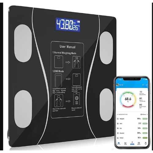 Balança Digital de Bioimpedância com Bluetooth e Aplicativo Fitness