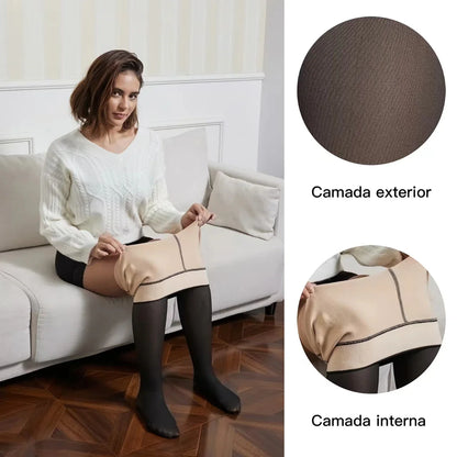 Meia Calça Feminina Peluciada de Lã Aveludada Super Diva