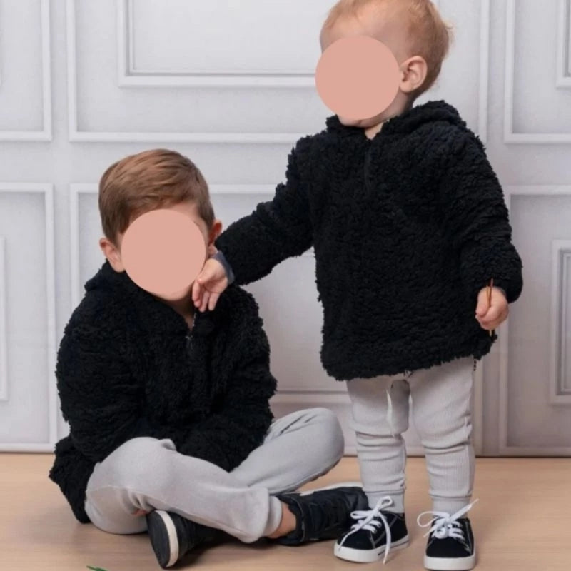 Casaco Infantil Unissex com Capuz e Forro de Pelinho para Inverno