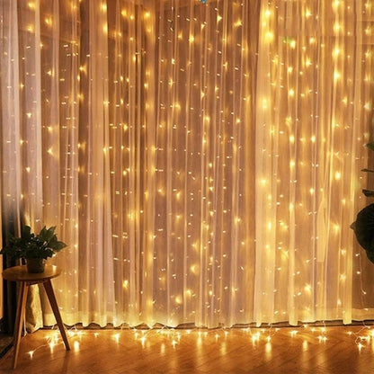 Cortina de Led com 300 Luzes e 8 Modos para Natal
