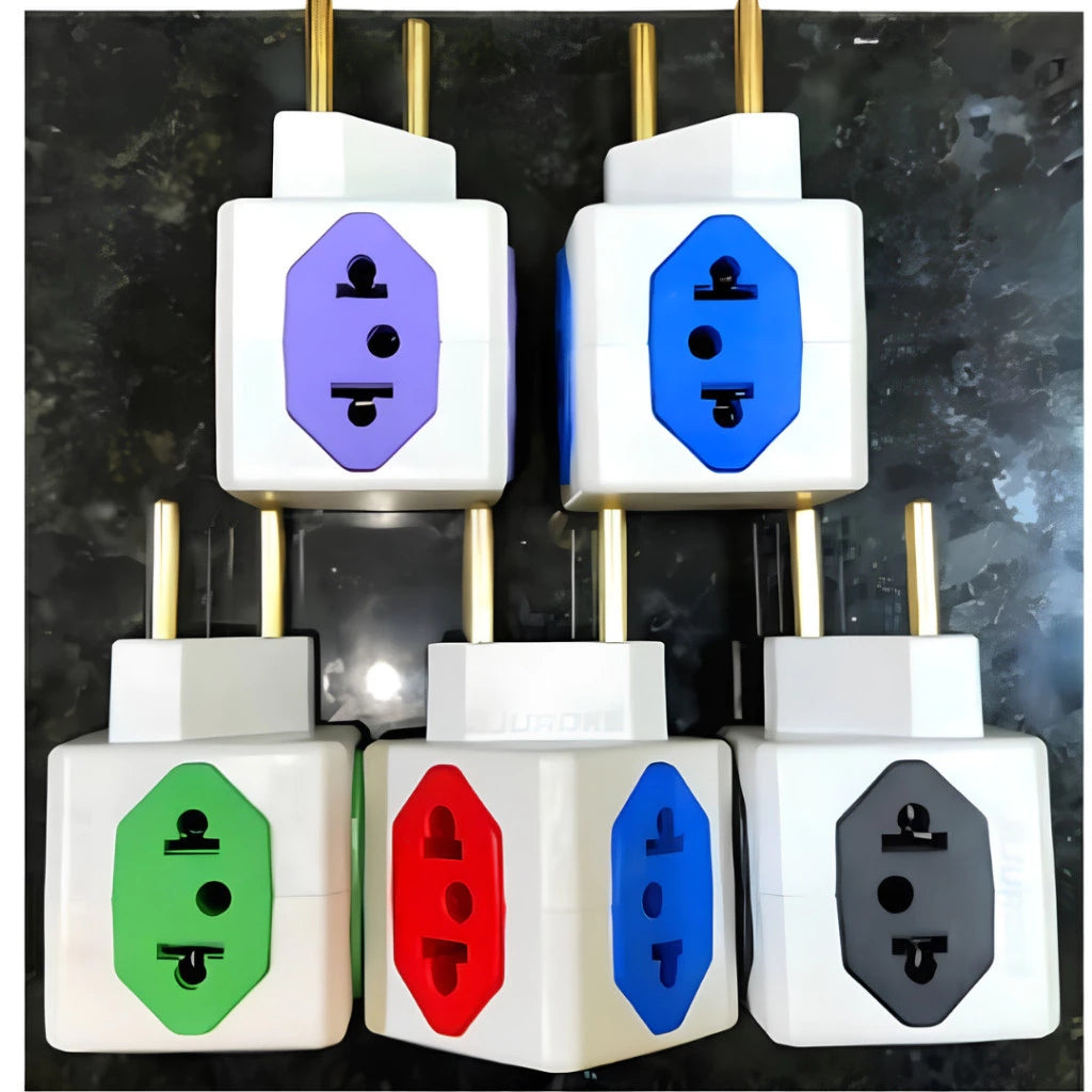 Kit 5 Adaptadores de Tomada Cubo com 4 Vias Colorido