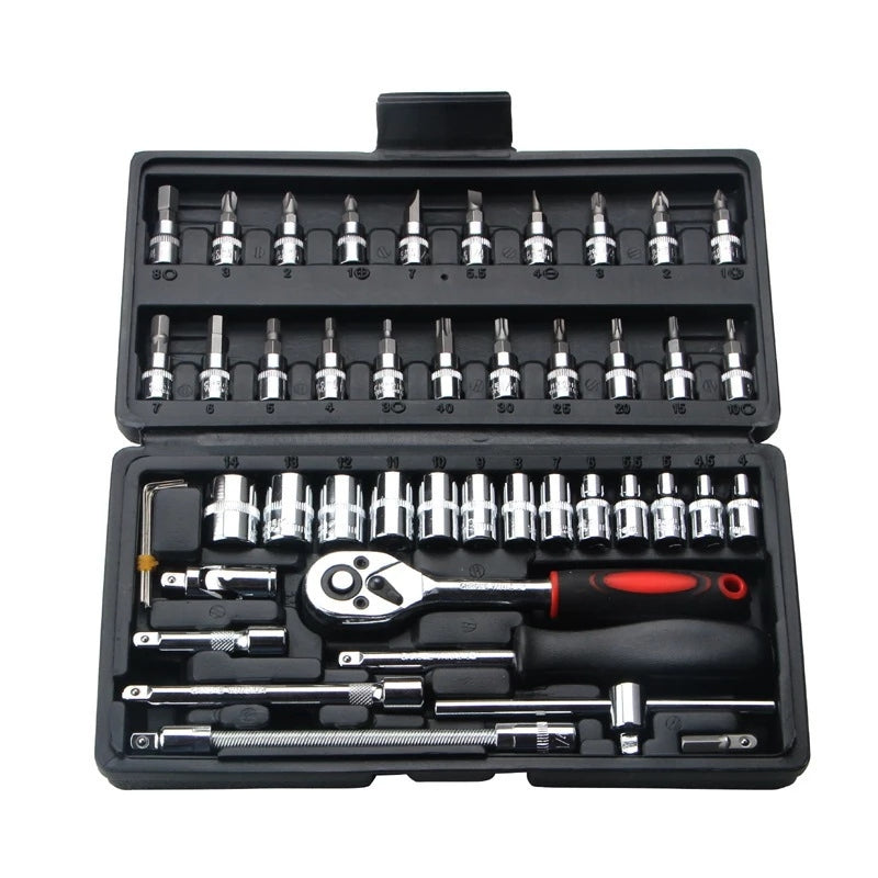 Kit com 46 Peças de Ferramentas Multifuncional com Maleta