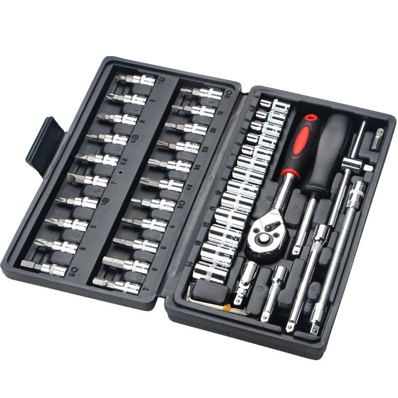 Kit com 46 Peças de Ferramentas Multifuncional com Maleta