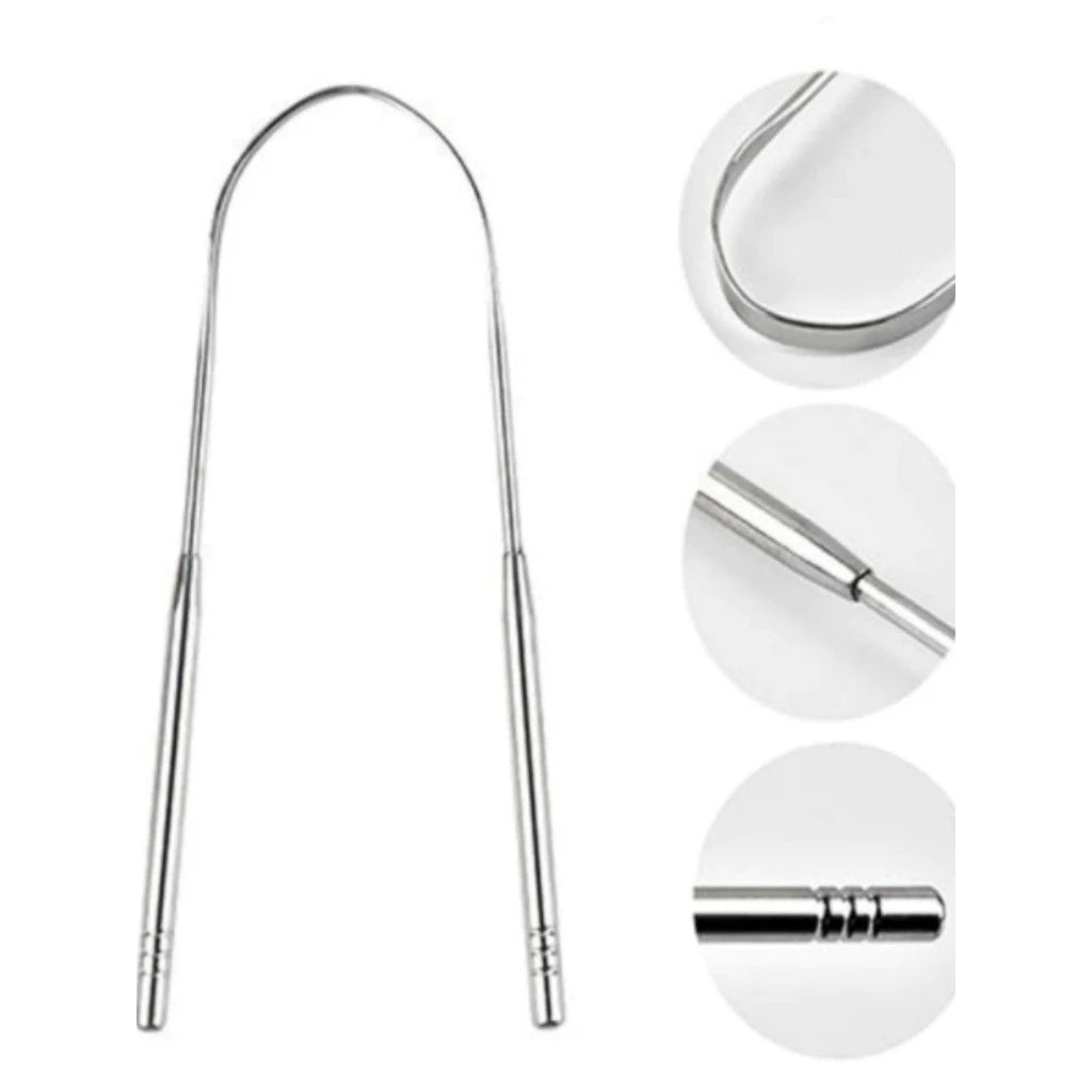 Raspador de Língua Removedor de Bactérias em Aço Inoxidável - Compre 1 Leve 3
