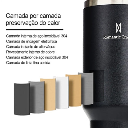Copo Térmico 1200ml Aço Inoxidável - Garrafa Térmica com Canudo
