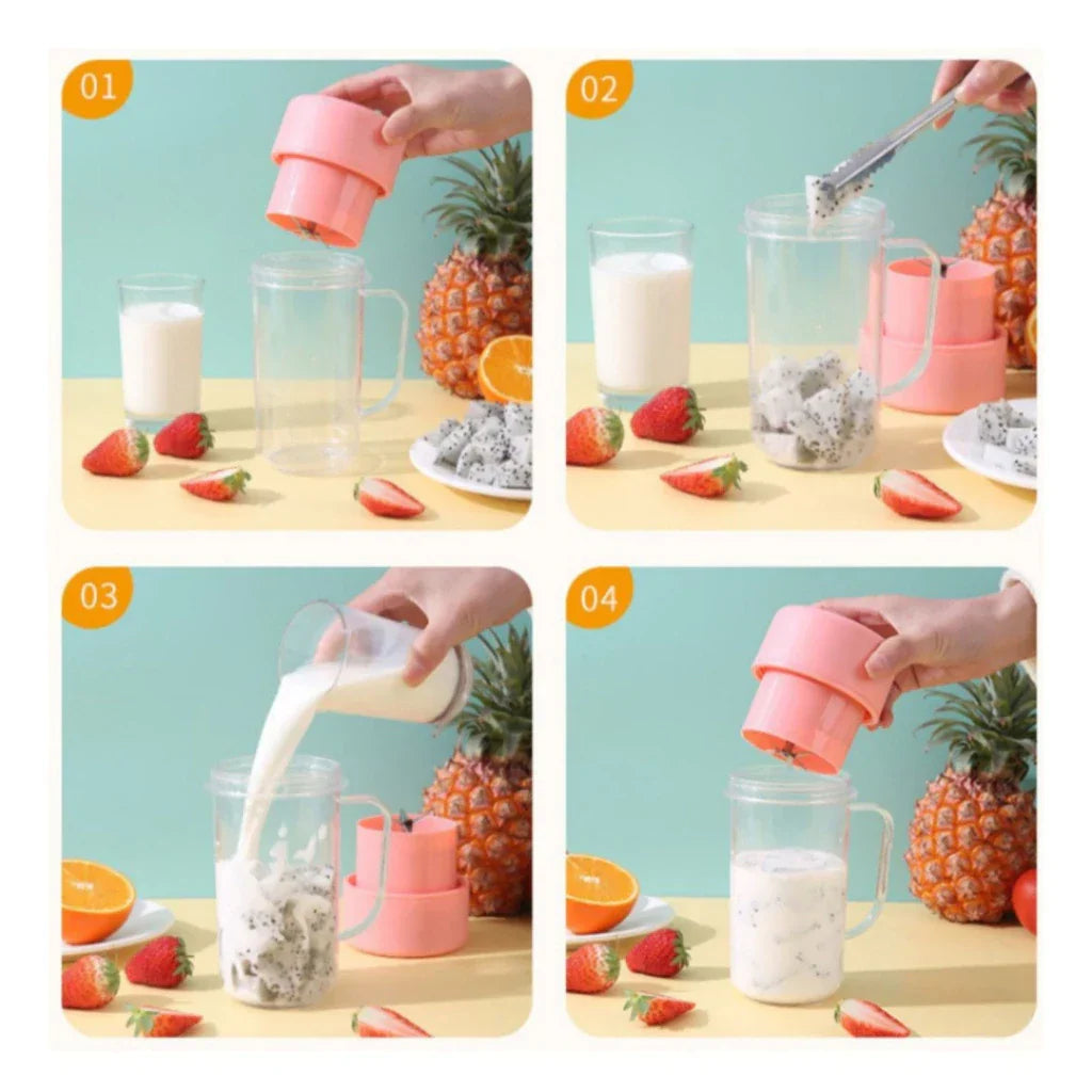 Copo Caneca Liquidificador 420ml com 6 lâminas Recarregável Portátil